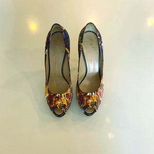 Giuseppe Zanotti Floral with Blue Heel